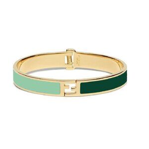 FENDI Fendista Bicolor Enamel Gold Cuff Bracelet